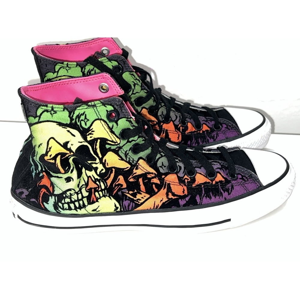 (b43/15)Converse Pro Wasabi Skull Mushroom High Top 9.5 Multicolor Sneakers
